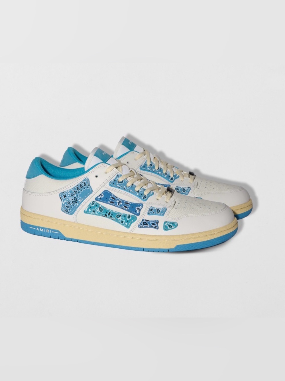 AMIRI White and Teal Bandana-Accent Sneakers